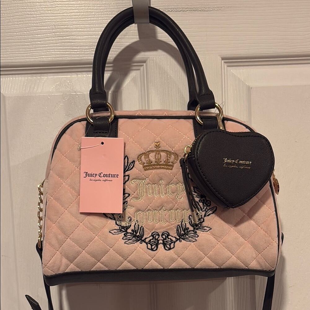 BNWT Juicy Couture Pink Quilted Handbag with Heart Pouch